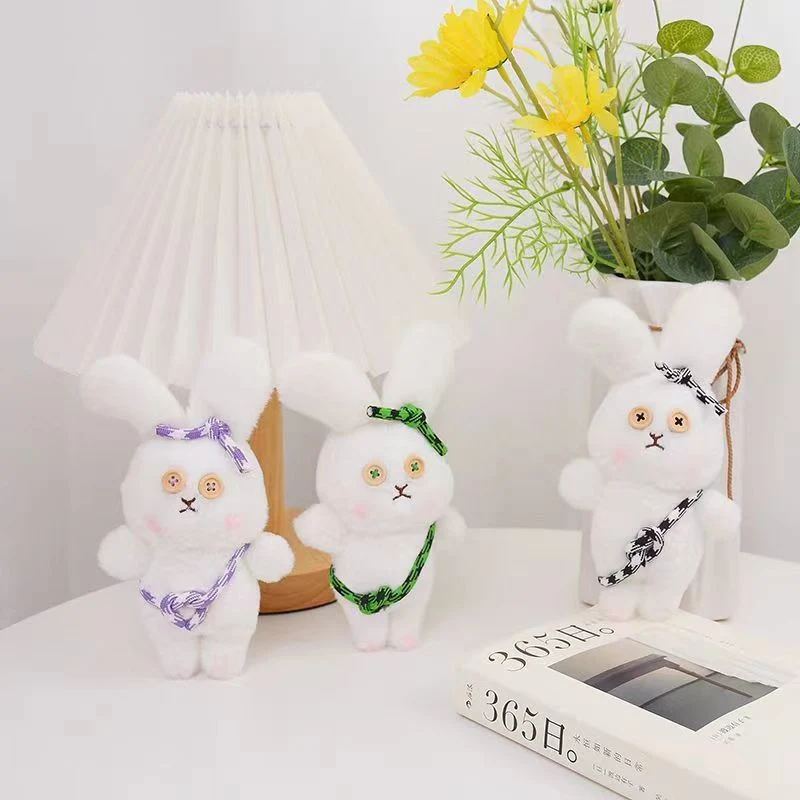 Cartoon Trendy Little White Rabbit Plush Toy Pendant Creative Little Bunny Keychain Student Backpack Accessories Gift